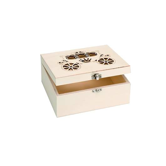 Wooden box rectangular crown 14x9x6cm